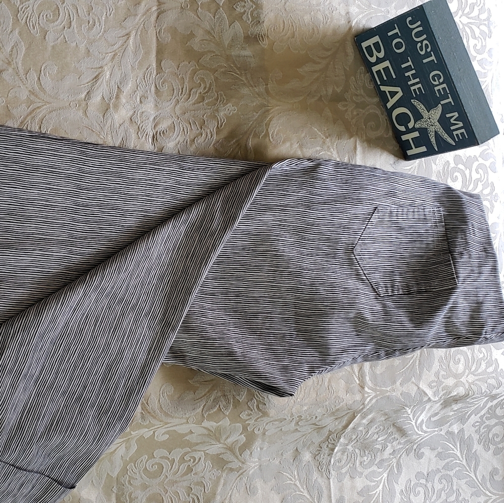 Black pinstriped capris